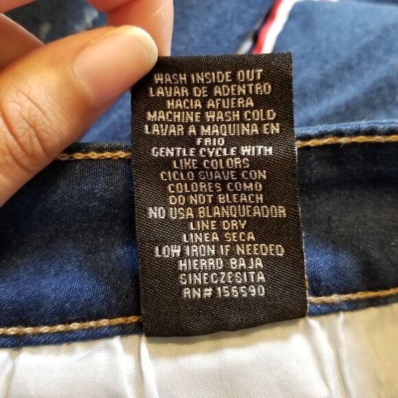 Gazoz Women's Size 16 Dark Blue Distressed Ripped Jeans With Side Stripes - Picture 8 of 14